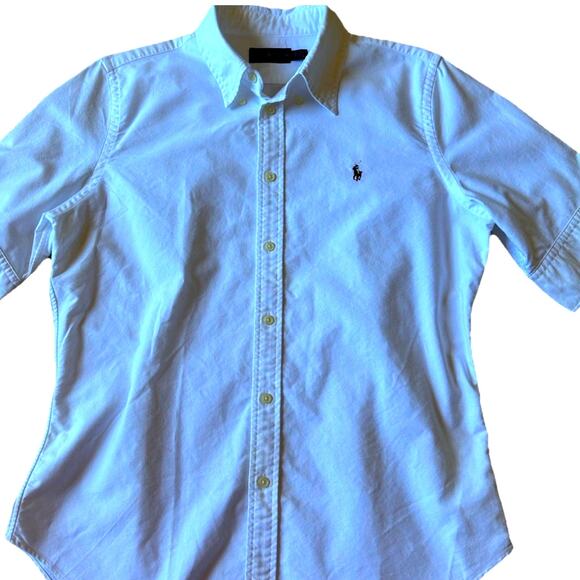 Ralph Lauren Mens button down Shirt L Short Sleeve cuffed RARE Slim fit see pics - Picture 11 of 11